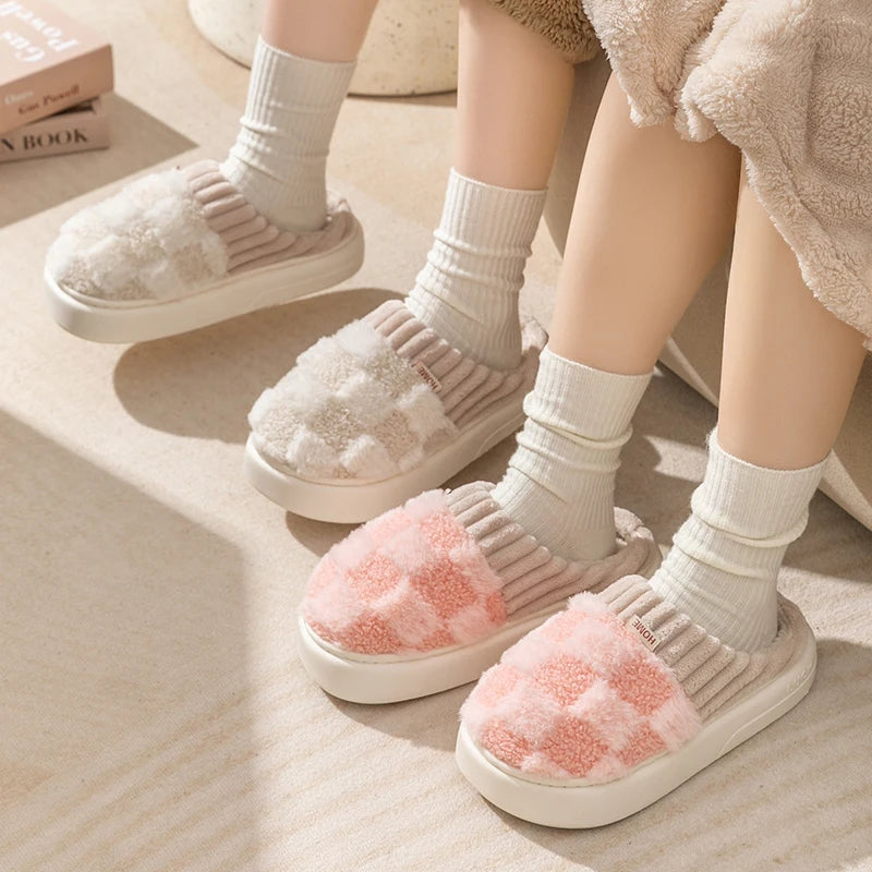 Plaid Cotton Slippers