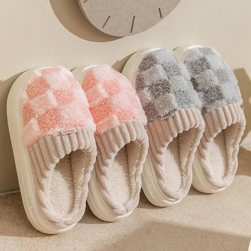 Plaid Cotton Slippers