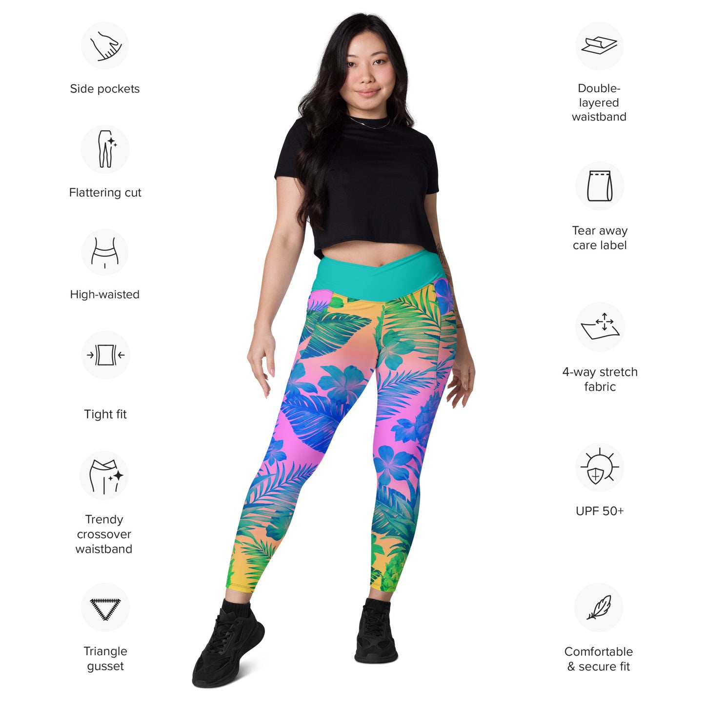 Crossover leggings with pockets