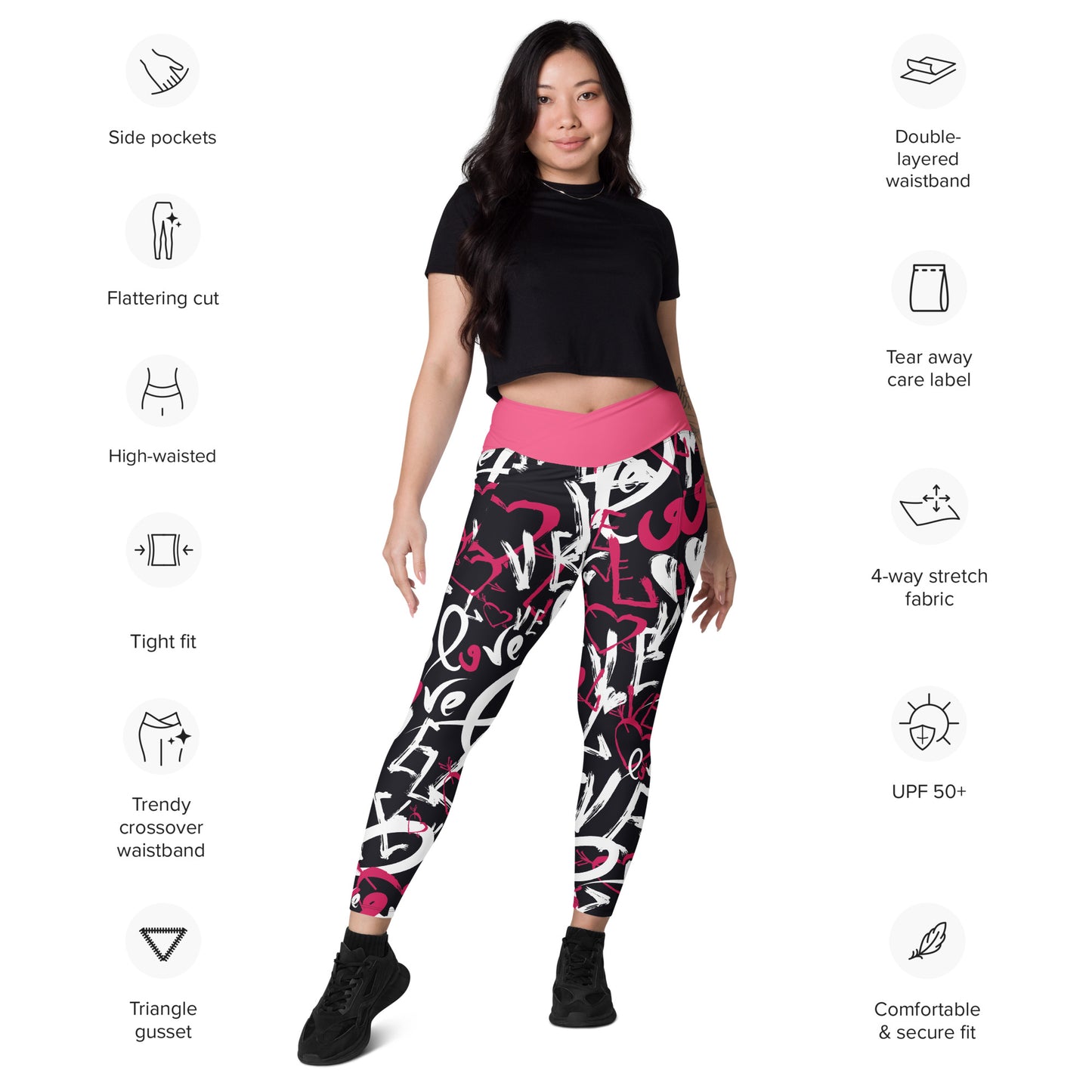 Crossover leggings with pockets