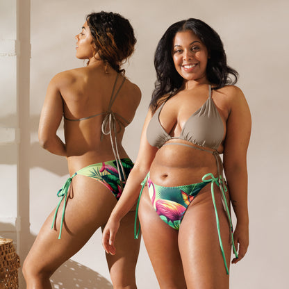 All-over print recycled string bikini bottom